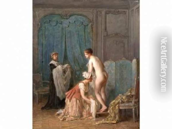 La Toilette Oil Painting - Antoine Emile Plassan