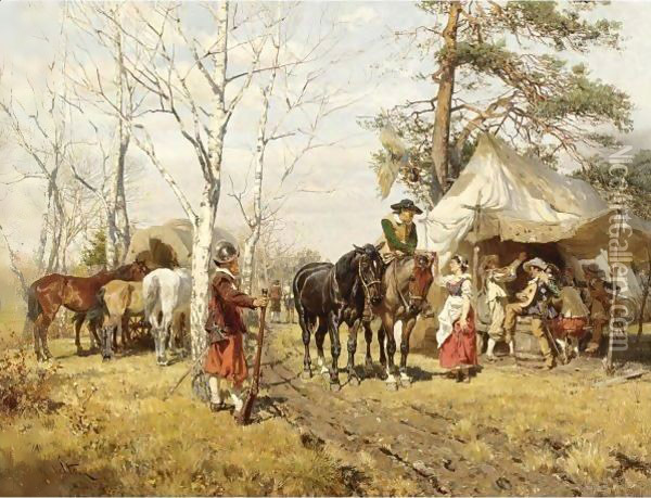 Die Rast (The Halt) Oil Painting - Wilhelm Velten