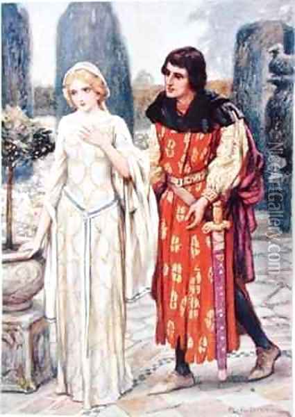 Sir Lancelot and Elaine Oil Painting - Arthur A. Dixon