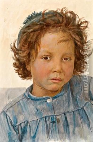Zwei Kinderstudien Von Der Insel Capri Oil Painting - Friedrich Geselschap