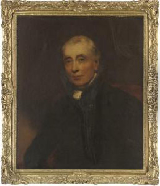 Portrait Of The Reverend Isaac Donnithorn Of Hereford, Half-length, In A Black Coat And White Stock Oil Painting - Henry William Pickersgill