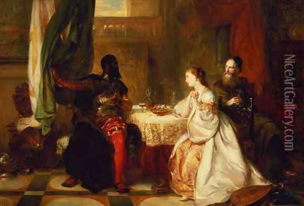 Othello Relating His Adventures to Desdemona Oil Painting - Robert Alexander Hillingford