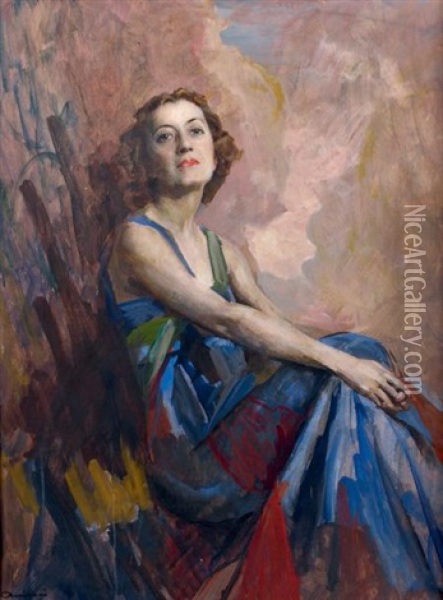 Portrait De (la Comtesse Barbara Dessailles?) Oil Painting - Giuseppe Amisani