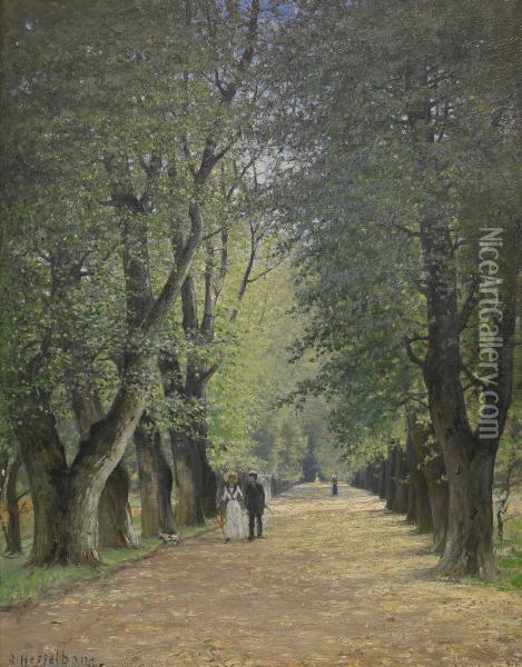 Promenad I Parken Oil Painting - Otto Hesselbom