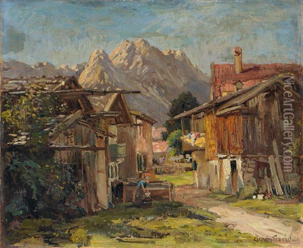 Garmisch Mit Blick Auf Das Wettersteingebirge Oil Painting - Clemens Frankel