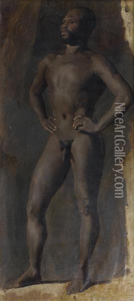 Academie D'homme Noir Oil Painting - Paul Jean Flandrin