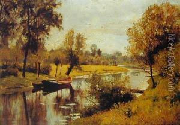 Pejzaz Z Rzeka Oil Painting - Erich Kubierschky