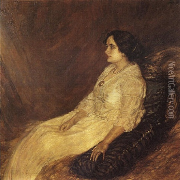 Portrait De Femme Assise Oil Painting - Henry de Groux
