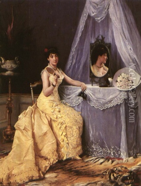 A La Toilette Oil Painting - Gustave Leonhard de Jonghe