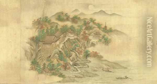 Xiao And Xiang Rivers Oil Painting - Yamamoto Genkyu