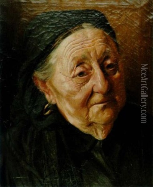 Bildnis Eine Alter Frau In Schwarzer Kleidung Oil Painting - Franz Obermueller