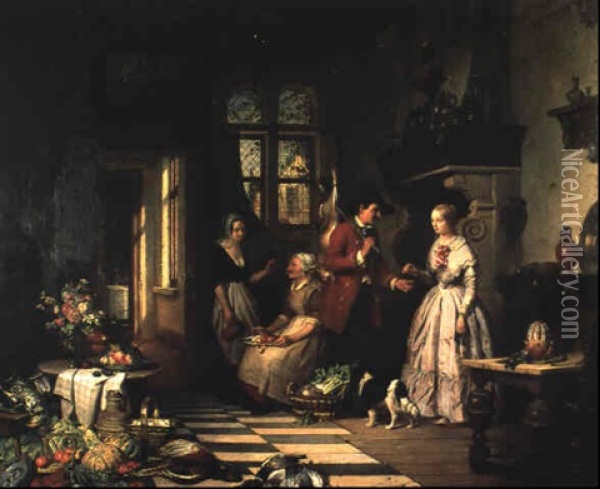 Interior Oil Painting - David Emile Joseph de Noter