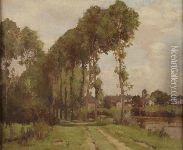 A Wooded River Landscape, France Oil Painting - David Gauld