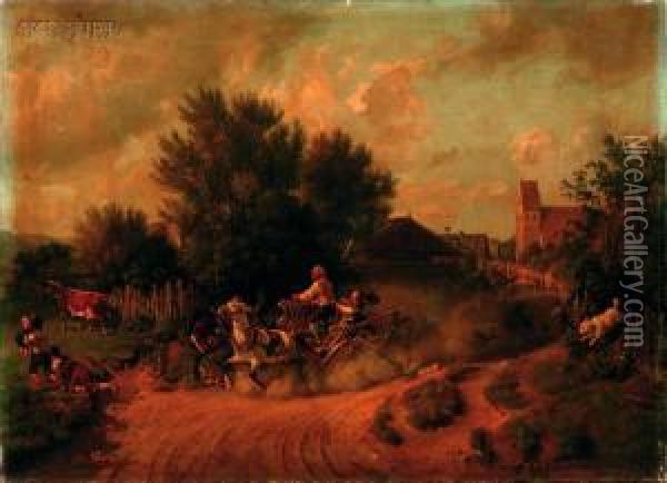 The Runaway Wagon Oil Painting - Hermann Kauffmann