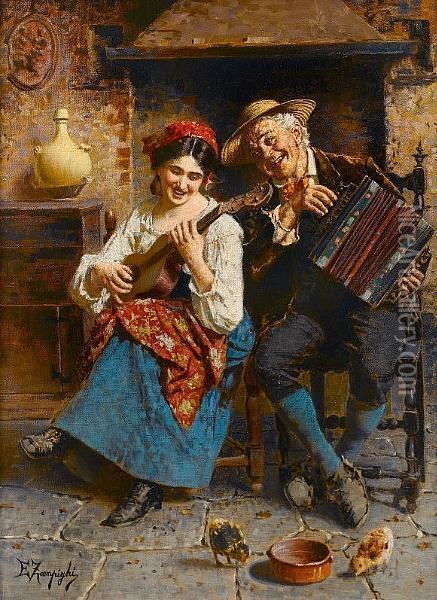 Music Hath Charms Oil Painting - Eugenio Zampighi