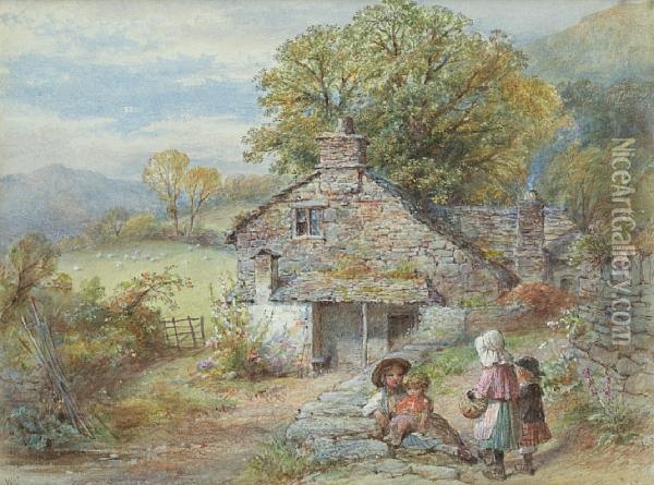 Children By A Cottage Oil Painting - William Stephen Coleman