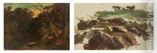 Les Rochers Dans La Foret Oil Painting - Paul Huet