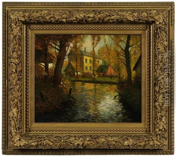 House On The Canal Oil Painting - George Ames Aldrich