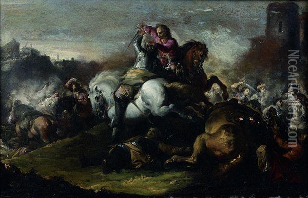 Choc De Cavalerie Oil Painting - Antonio Calza