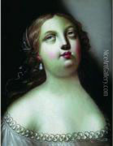 Portrait De Femme En Buste Oil Painting - Charles Beaubrun