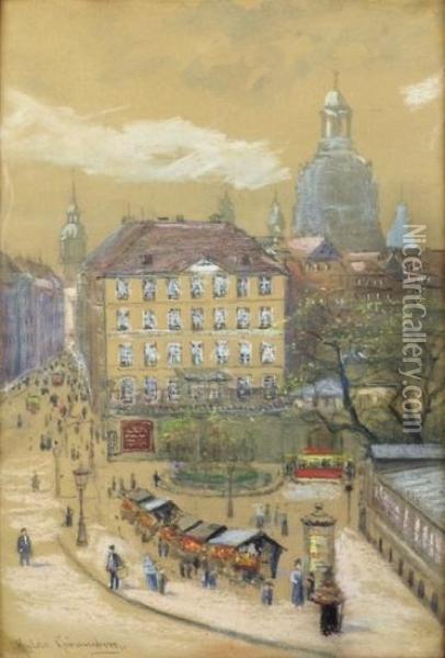 Pirnaischer Platz Dresden Oil Painting - Hulda Gronneberg