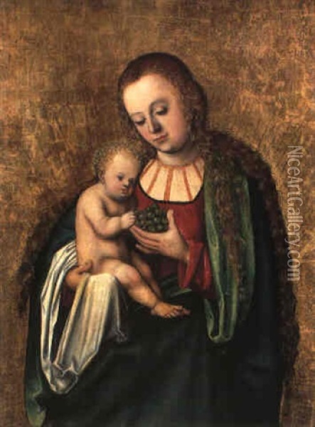 Maria Mit Dem Kind, Eine Weintraube Haltend Oil Painting - Lucas Cranach the Elder