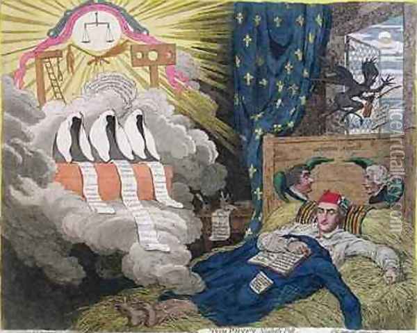 Tom Paines Nightly Pest Oil Painting - James Gillray