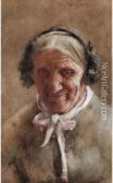 Study Of An Old Lady Oil Painting - William Langley