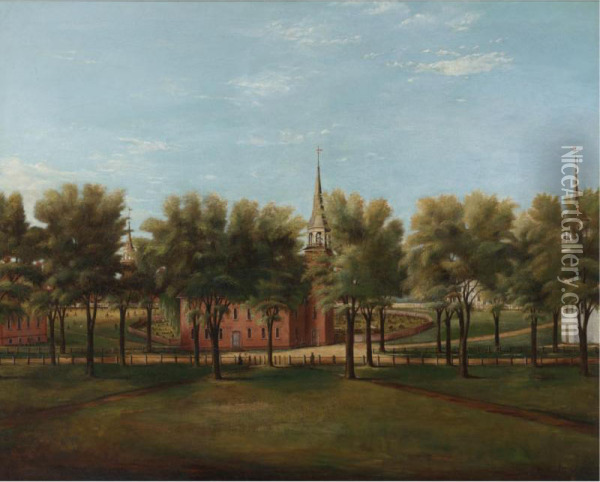 New Haven Green Oil Painting - James William Giles