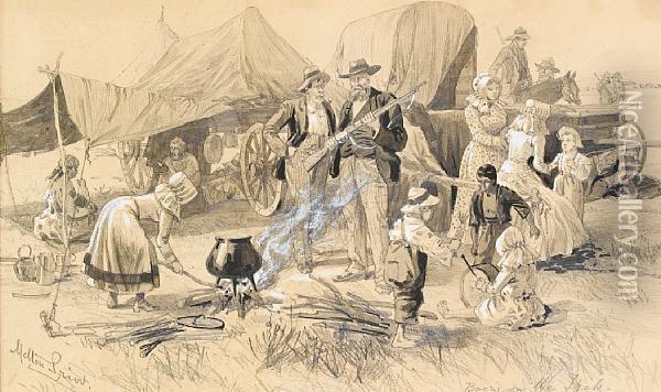 Boers On The Trek Oil Painting - Melton Prior