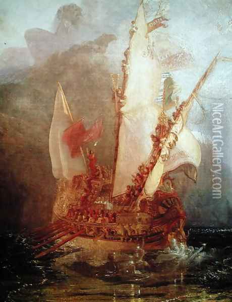 Ulysses Deriding Polyphemus, detail of ship, 1829 Oil Painting - Joseph Mallord William Turner