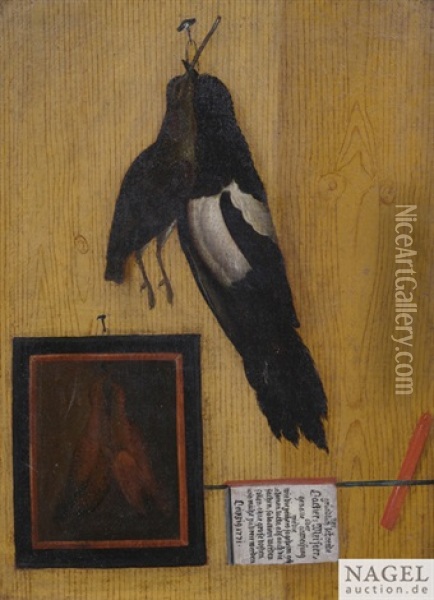 Zwei Quodlibet Mit Toten Singvogeln Und Utensilien Oil Painting - Johann Michael Codomann