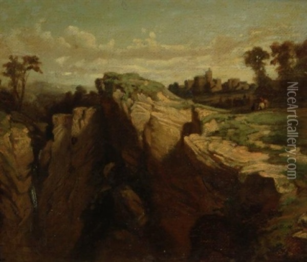 Kleine Gebirgslandschaft Mit Wasserfall Oil Painting - Adolf Kosarek
