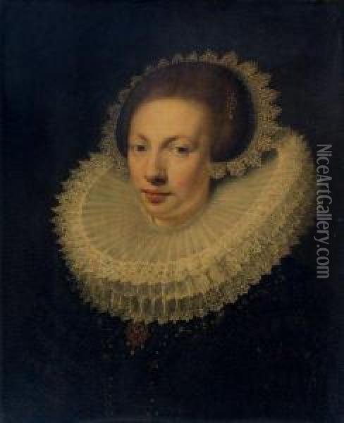 Portrait De Femme A La Collerette Oil Painting - Jan Anthonisz Van Ravesteyn