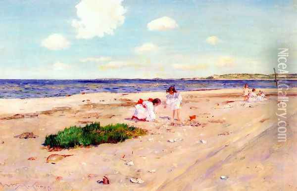 Shell Beach at Shinnecock Oil Painting - William Merritt Chase