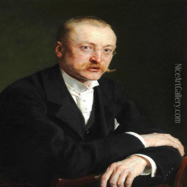 Portrait Of Danish Pharmacist Oil Painting - Peder Severin Kroyer