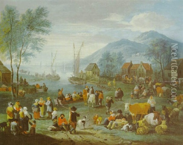 Scene Pastorale Dans La Campagne Flamande Oil Painting - Balthasar Beschey