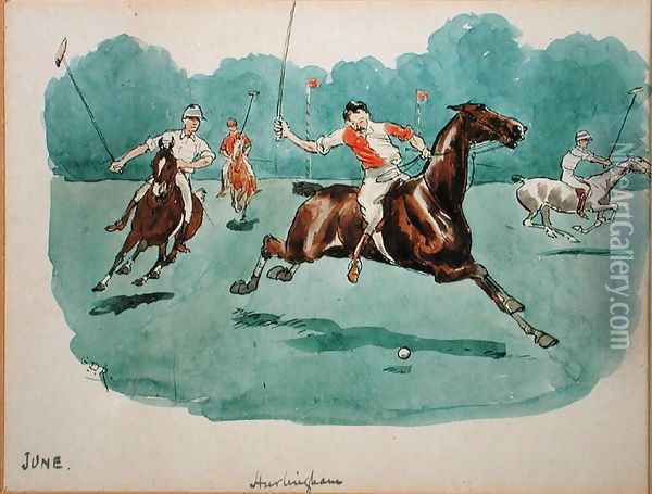 The Month of June Polo Oil Painting - George Derville Rowlandson