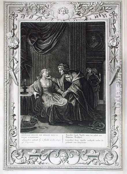 Leucothoe Seduced by Apollo in the Shape of Eurynome, 1731 Oil Painting - Bernard Picart