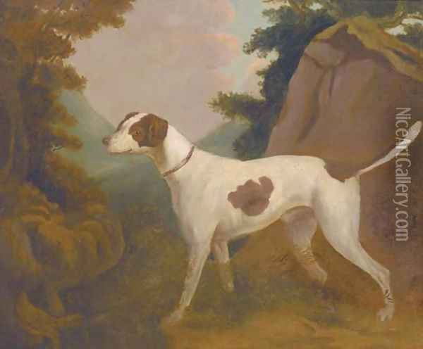A foxhound in a landscape Oil Painting - George Stubbs