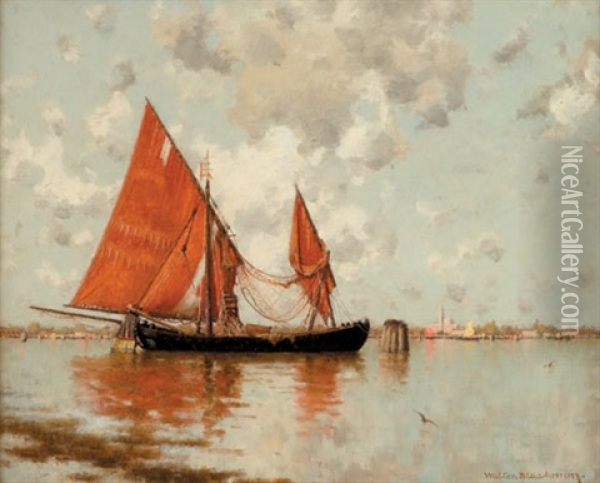 Fishing Boat At Anchor Oil Painting - Walter Blackman