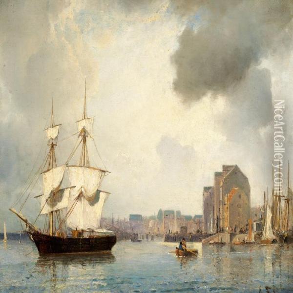 View Of Copenhagen Harbour Oil Painting - Carl Frederick Sorensen