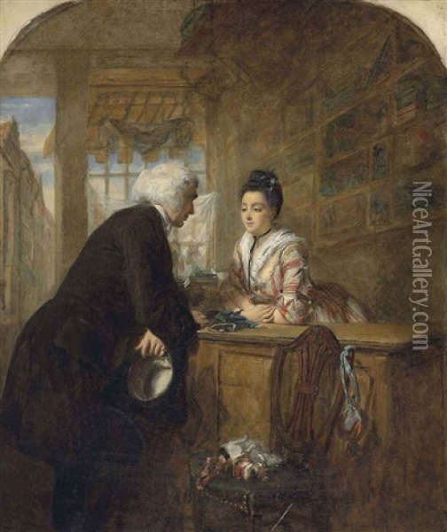 The Glove Seller: A Scene From Sterne's 'sentimental Journey Oil Painting - William Powell Frith