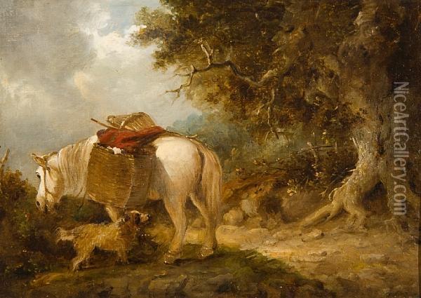 A Packhorse And Dog Oil Painting - Edward Robert Smythe