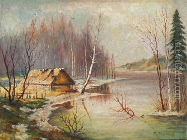 Vorfruhling Am Waldsee Oil Painting - Ilya Ivanovich Mashkov