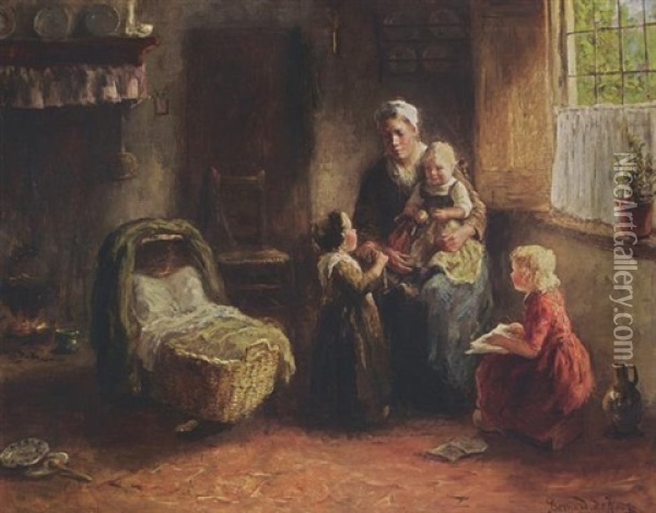 A Happy Family Oil Painting - Bernard de Hoog
