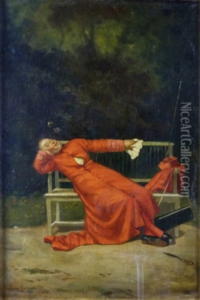 La Sieste Du Cardinal Oil Painting - Alfred Weber