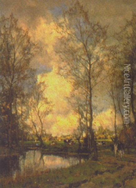In The Meadows Oil Painting - Arnold Marc Gorter