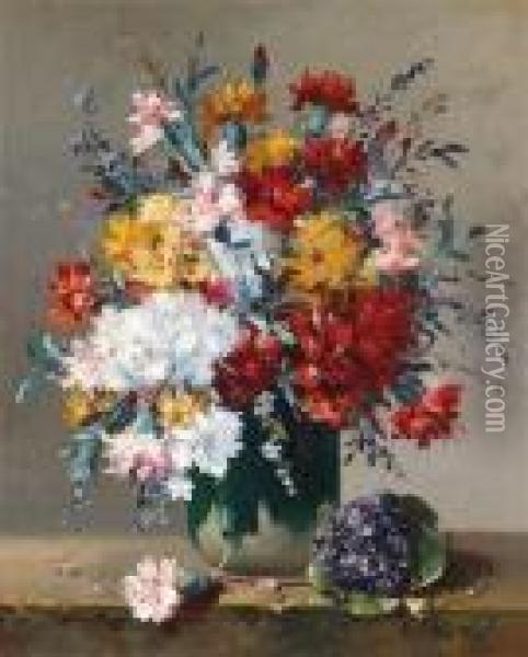 Ein Blumenstuck Mit Veilchenstraus Oil Painting - Eugene Henri Cauchois