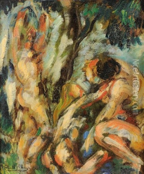 Les Baigneuses Oil Painting - Roger-Maurice Grillon